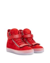 rote hohe Sneakers aus Wildleder von Giuseppe Zanotti