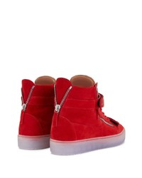 rote hohe Sneakers aus Wildleder von Giuseppe Zanotti