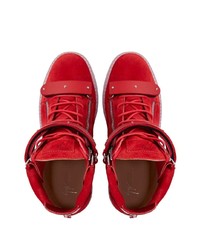 rote hohe Sneakers aus Wildleder von Giuseppe Zanotti