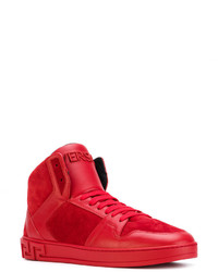rote hohe Sneakers aus Wildleder von Versace