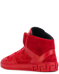 rote hohe Sneakers aus Wildleder von Versace