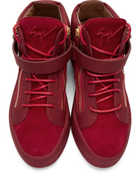 rote hohe Sneakers aus Wildleder von Giuseppe Zanotti