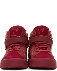 rote hohe Sneakers aus Wildleder von Giuseppe Zanotti