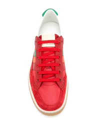 rote horizontal gestreifte niedrige Sneakers von Gucci