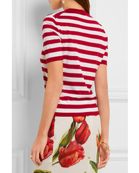 rote horizontal gestreifte Seide Bluse von Dolce & Gabbana