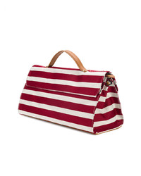 rote horizontal gestreifte Shopper Tasche aus Leder von Zanellato