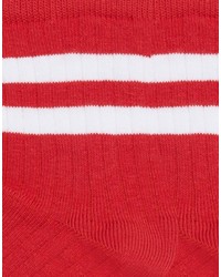 rote horizontal gestreifte Socken von Asos