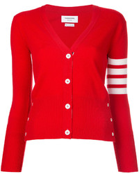 rote horizontal gestreifte Strickjacke