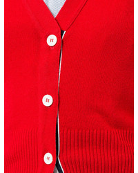 rote horizontal gestreifte Strickjacke von Thom Browne