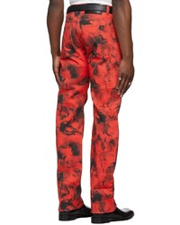 rote Mit Batikmuster Jeans von LU'U DAN