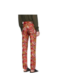 rote Jeans mit Blumenmuster von Dries Van Noten