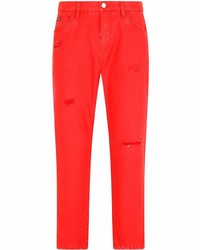 rote Jeans mit Destroyed-Effekten von Dolce & Gabbana