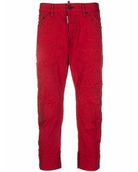 rote Jeans mit Destroyed-Effekten von DSQUARED2