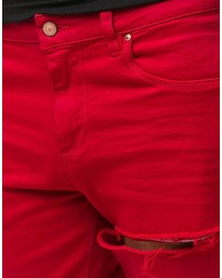 rote Jeansshorts von Asos