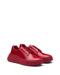 rote klobige Leder Derby Schuhe von Prada