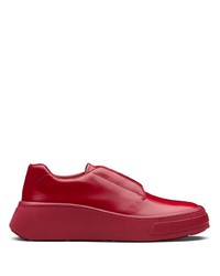 rote klobige Leder Derby Schuhe von Prada