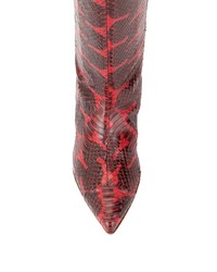 rote kniehohe Stiefel aus Leder mit Schlangenmuster von Tibi