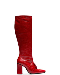 rote kniehohe Stiefel aus Leder von Dorateymur