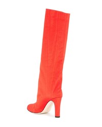 rote kniehohe Stiefel aus Leder von Marskinryyppy