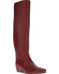 rote kniehohe Stiefel aus Leder von Lanvin