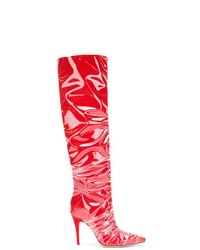 rote kniehohe Stiefel aus Leder von Off-White