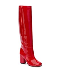 rote kniehohe Stiefel aus Leder von Maison Margiela