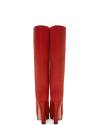 rote kniehohe Stiefel aus Leder von Gucci