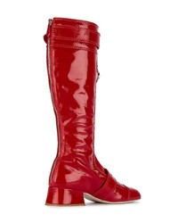 rote kniehohe Stiefel aus Leder von Miu Miu