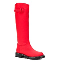 rote kniehohe Stiefel aus Leder von Ermanno Scervino