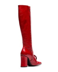 rote kniehohe Stiefel aus Leder von Dorateymur