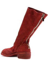 rote kniehohe Stiefel aus Leder von Guidi