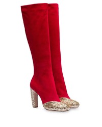 rote kniehohe Stiefel aus Wildleder von Miu Miu
