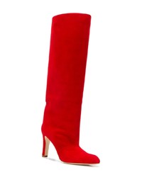 rote kniehohe Stiefel aus Wildleder von Manolo Blahnik