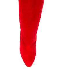 rote kniehohe Stiefel aus Wildleder von Manolo Blahnik