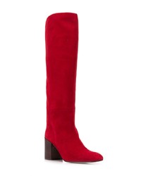 rote kniehohe Stiefel aus Wildleder von Stuart Weitzman