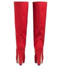 rote kniehohe Stiefel aus Wildleder von Gucci