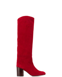 rote kniehohe Stiefel aus Wildleder von Stuart Weitzman