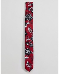 rote Krawatte mit Blumenmuster von Asos