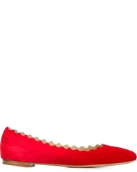 rote Leder Ballerinas von Chloé