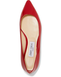 rote Leder Ballerinas von Jimmy Choo