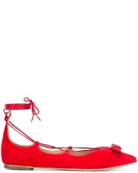 rote Leder Ballerinas von Salvatore Ferragamo