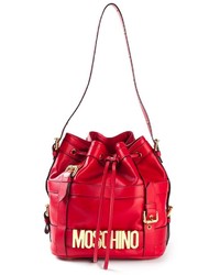 rote Leder Beuteltasche von Moschino