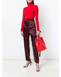 rote Leder Beuteltasche von Nina Ricci