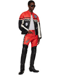 rote Leder Bikerjacke von LU'U DAN