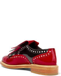 rote Leder Brogues von Robert Clergerie