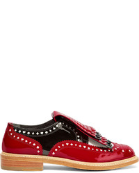 rote Leder Brogues von Robert Clergerie