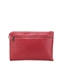 rote Leder Clutch Handtasche von Bottega Veneta