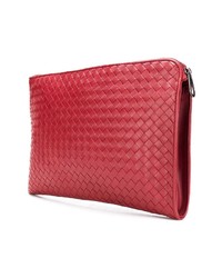 rote Leder Clutch Handtasche von Bottega Veneta