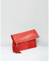 rote Leder Clutch von Asos