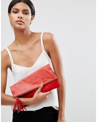 rote Leder Clutch von Asos